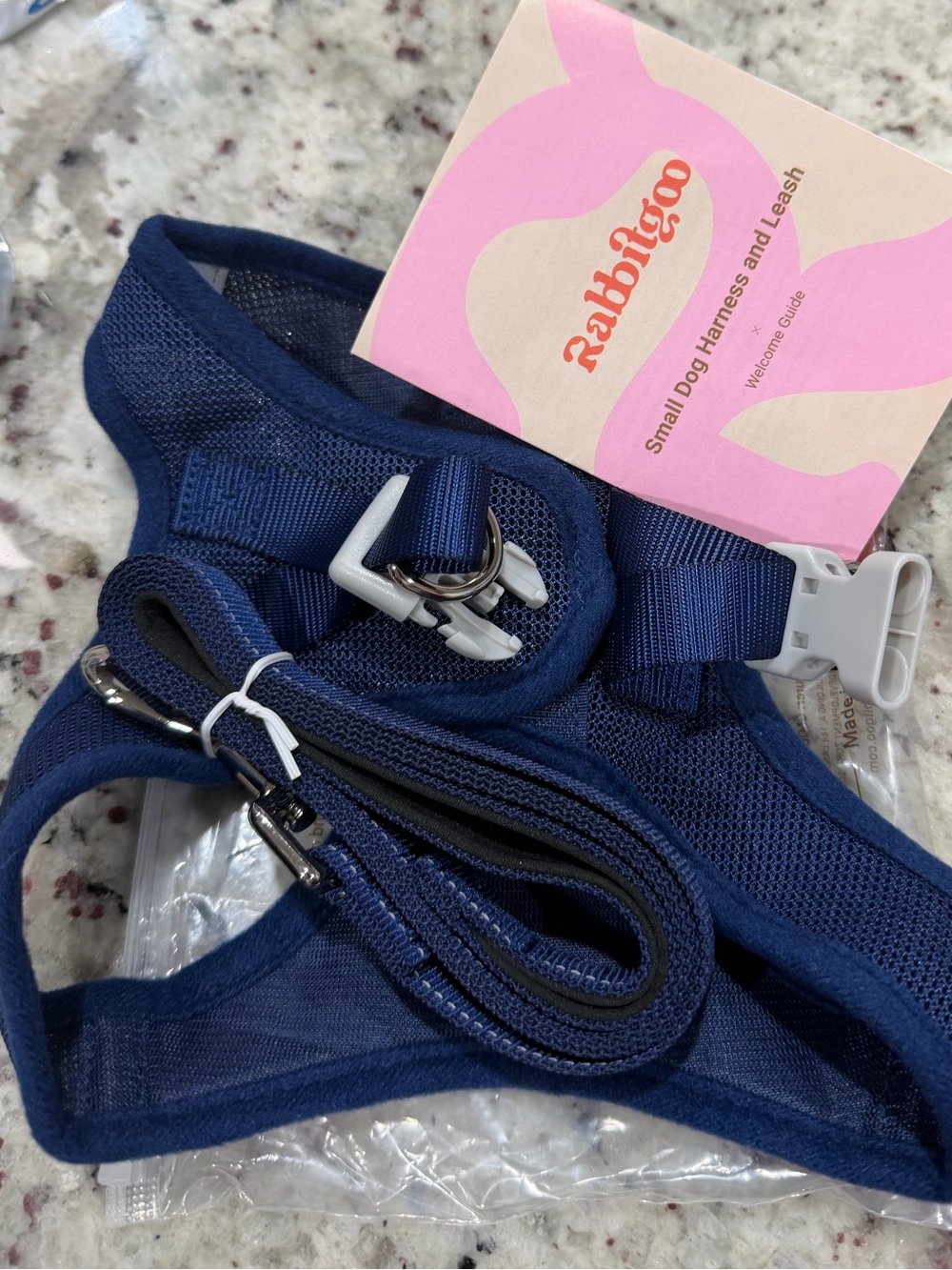 Small Dog Harness size L and Leash Set - Navy Blue